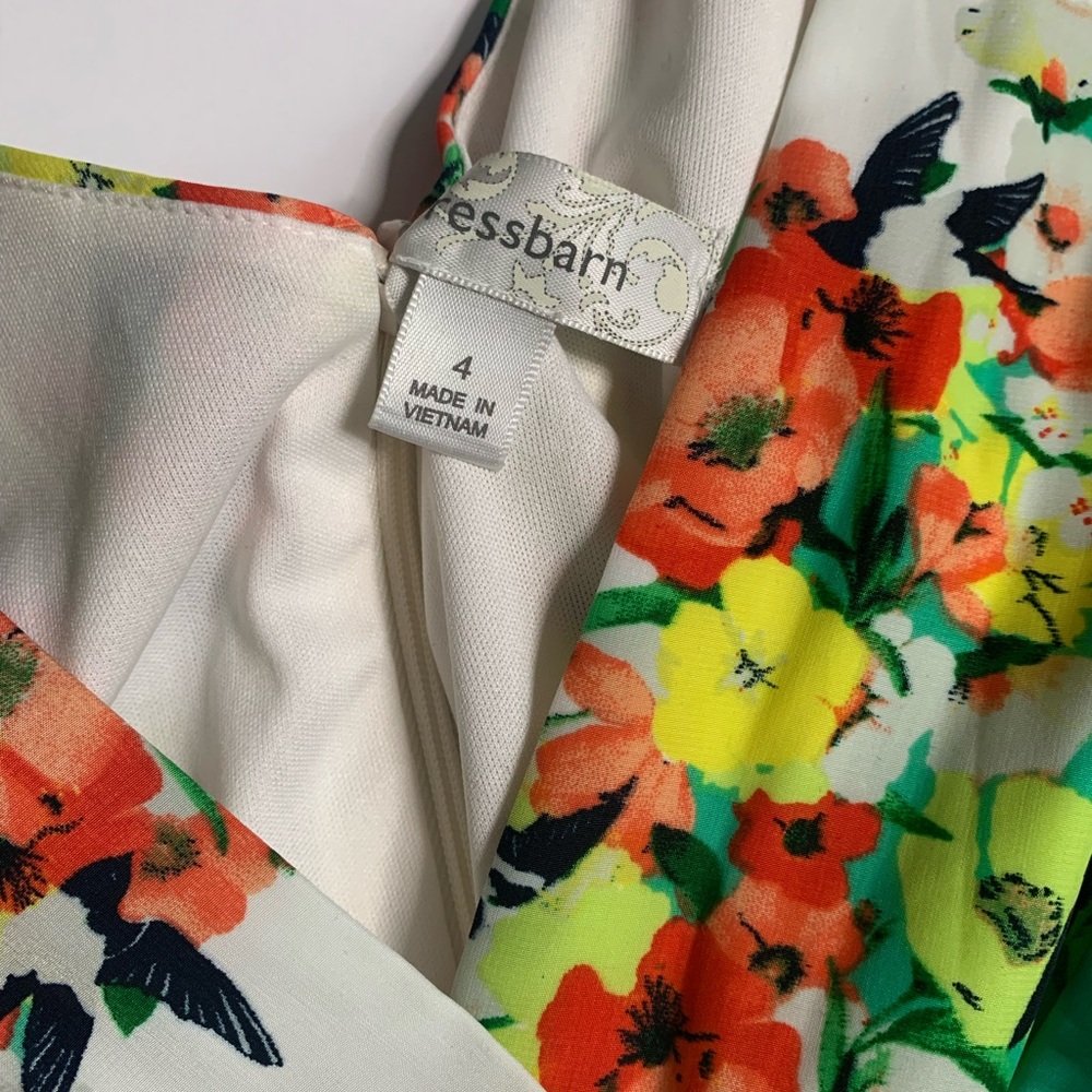 Dress barn green floral bird printed sleeveless Easter dress - Picture 6 of 14